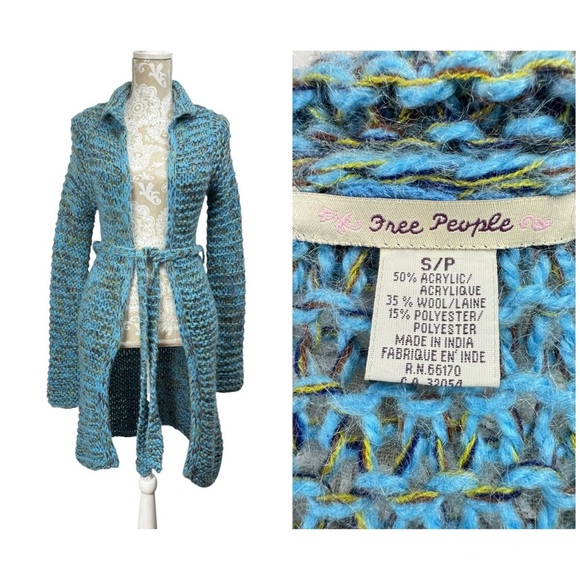 Vintage Y2K Free People XS/S Crochet Duster Cardigan Sweater Bohemian Festival - Picture 1 of 9